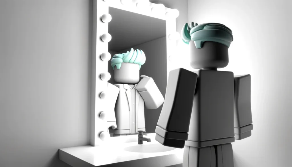 roblox character looking into a mirror